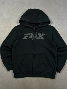 Fox Black Zip-Up Logo Hoodie